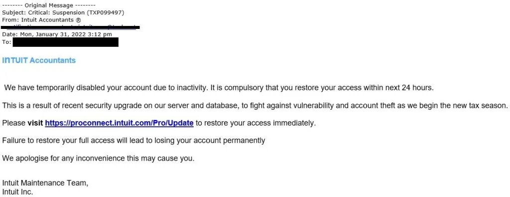 Intuit phishing